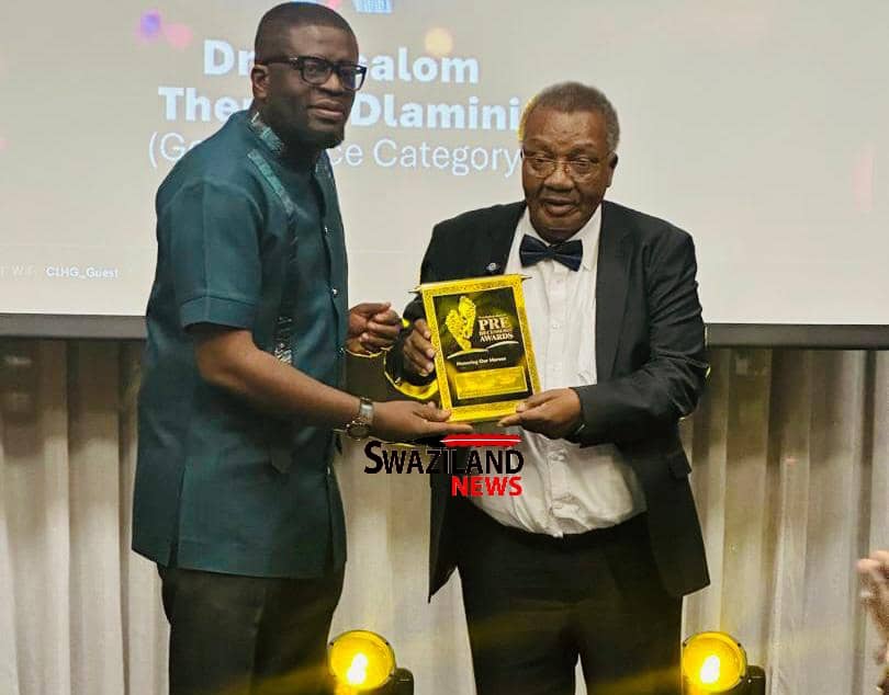 Former Eswatini Prime Minister Dr Absalom Themba Dlamini awarded by RAIN for good governance.