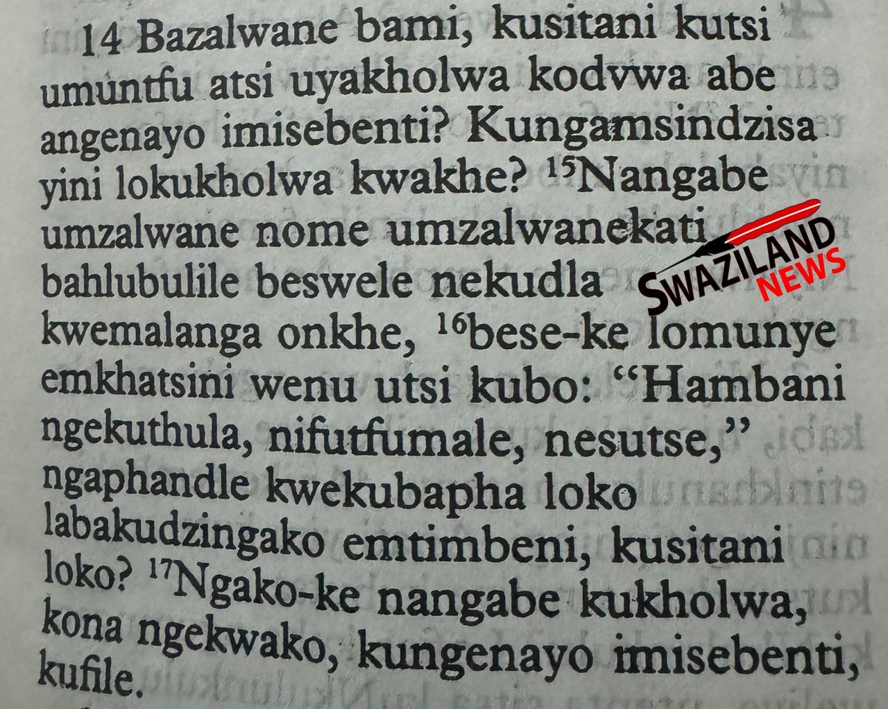 JAMES 2 VERSE 15-16: King Mswati must stop using religion to legitimize oppression”, poor people are urgently in need of food and money not only prayer.