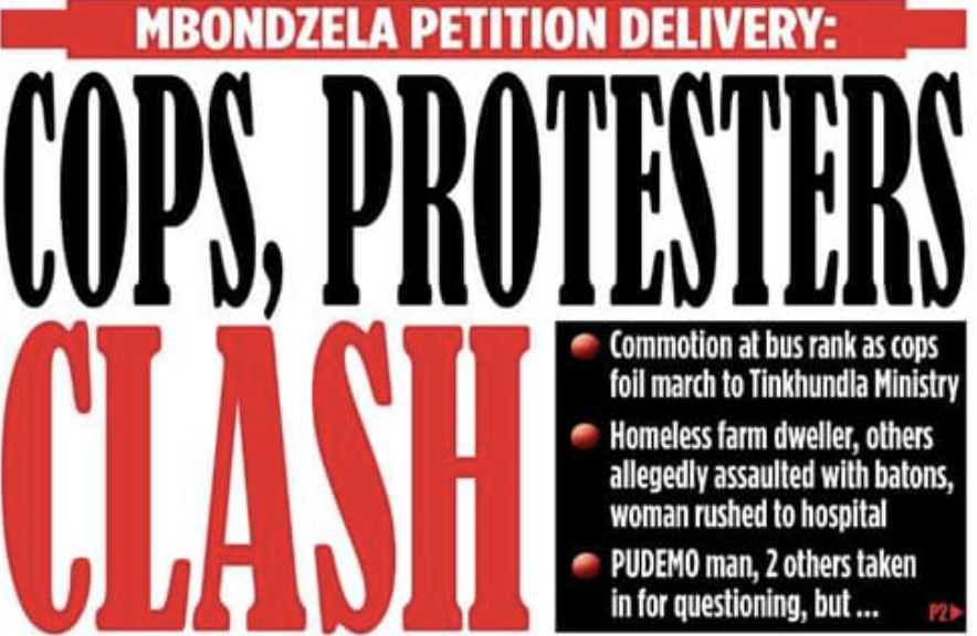 OPINION:Tinkhundla Times captured journalism destroying this country, there was no clash but videos show police attacking peaceful protestors at Mbabane Bus Rank.