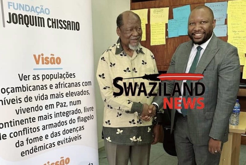 Eswatini MultiStakeholder Forum(MSF) Chairperson Sicelo Mngomezulu meets former Mozambique President Joachim Chissano as part of international lobbying.