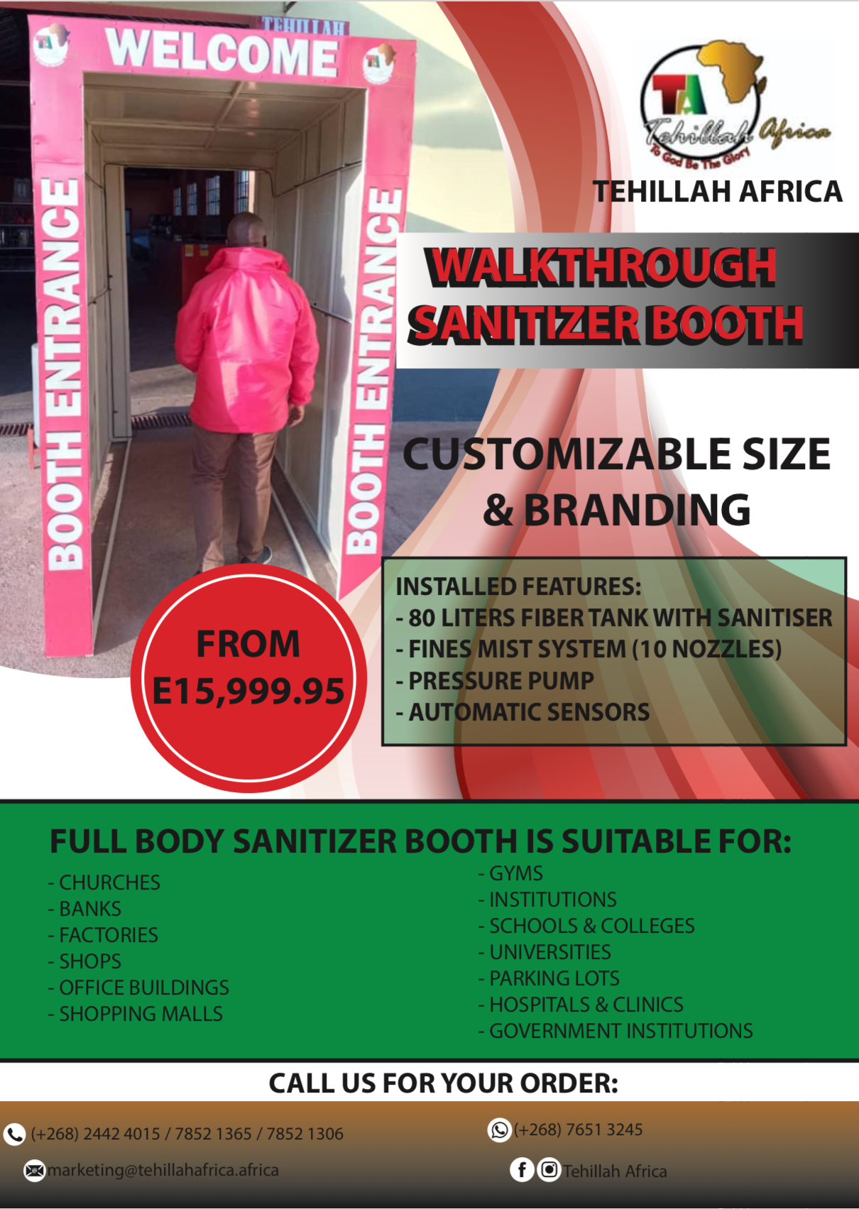 ADVERTORIAL: Tehillah Africa Eswatini introduces walkthrough sanitizer booth