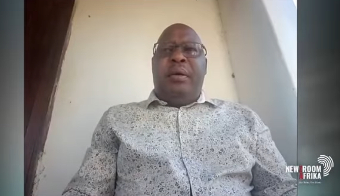 Retiring Government Spokesperson Alpheous Nxumalo who boycotted Cabinet Performance Report press conference amid fallout with Prime Minister, speaks to NewsRoom Afrika inside a house with scraped walls.