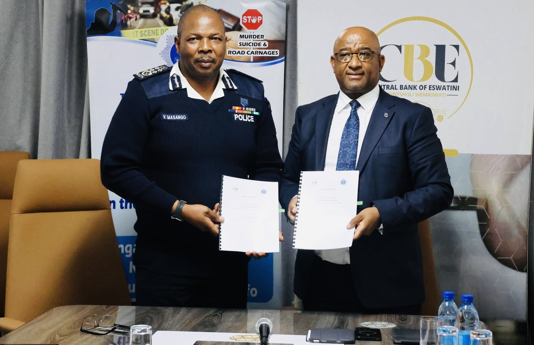 Central Bank of Eswatini(CBE) signs institutional collaboration agreement to enhance fight against crime.