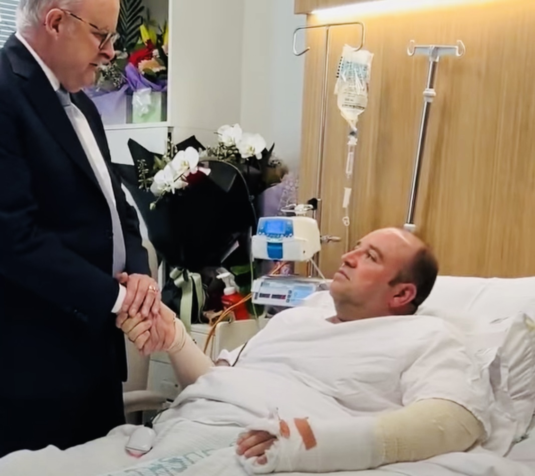 “Your heart is strong,” Australian Prime Minister Anthony Albanese praises Ahmed al-Ahmed who tackled one of the Bondi beach gunmen shooting Jews.