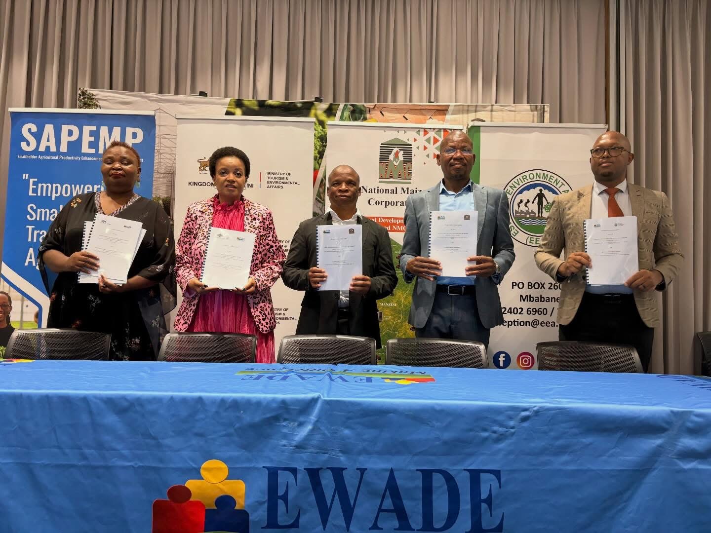 Eswatini Water and Agricultural Development Enterprise (EWADE) signs Memorandum of Understanding with National Maize Corporation and other stakeholders to enhance agricultural production.