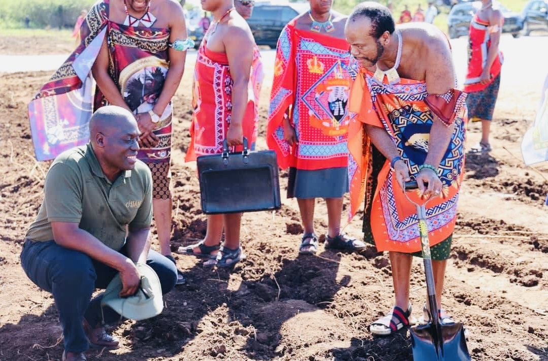 King Mswati launches construction of Hlane Shopping Complex including a Filling Station after touring completed Hotel.