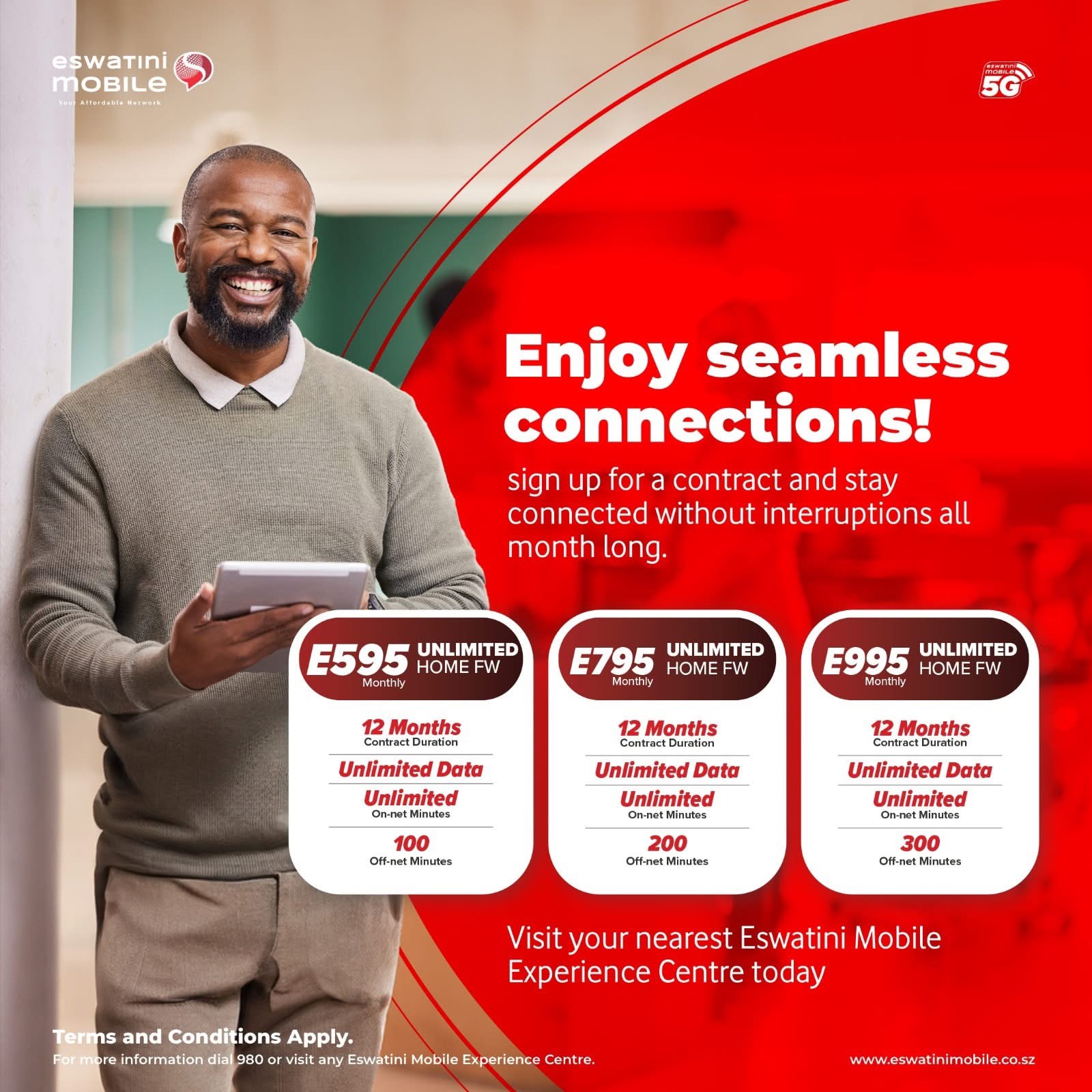 Eswatini Mobile introduces new affordable contract packages with unlimited data.