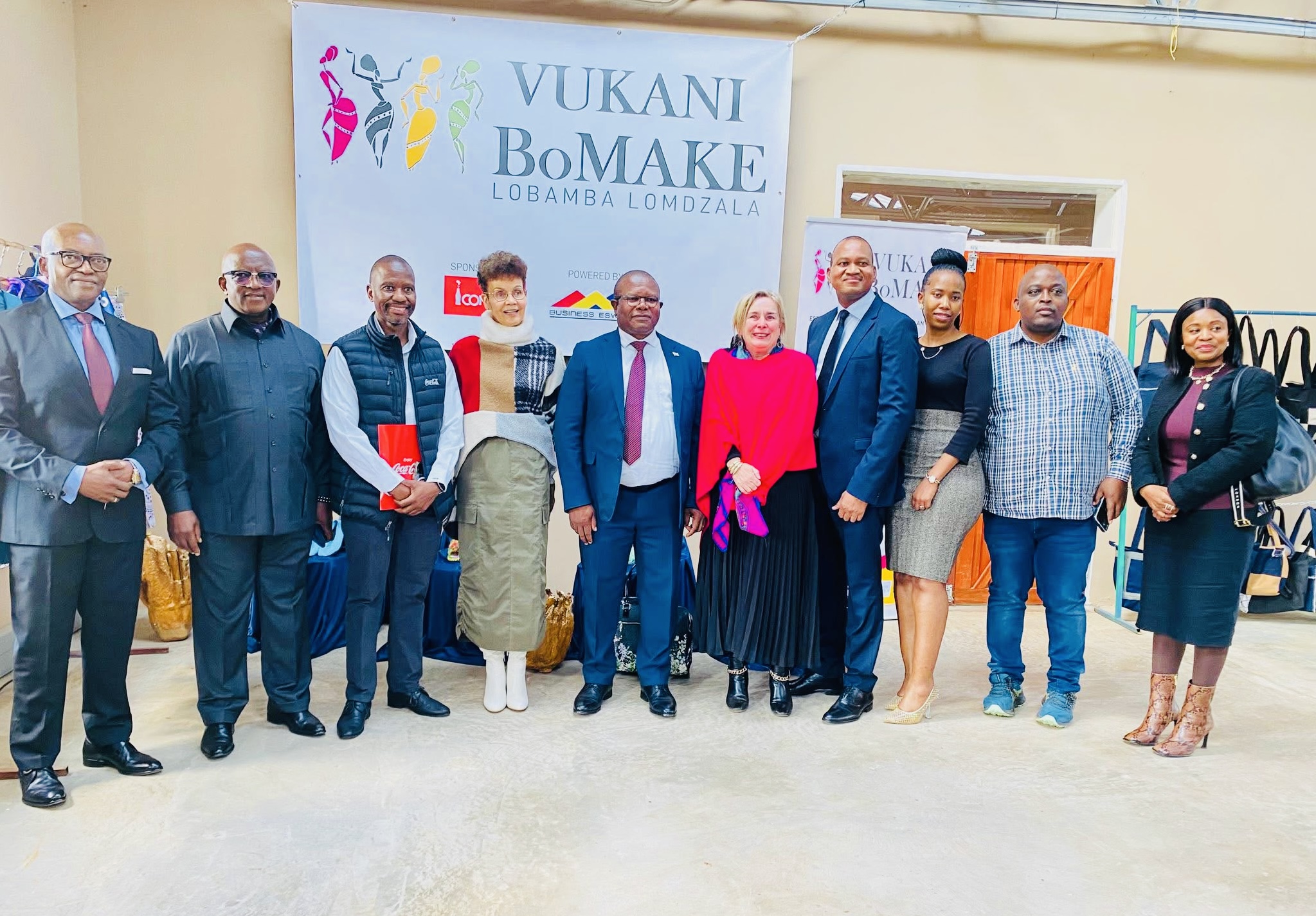 Commerce Minister Mancoba Khumalo applauds CONCO, Business Eswatini for supporting new Micro-projects Vukani BoMake factory at Lobamba Lomdzala.
