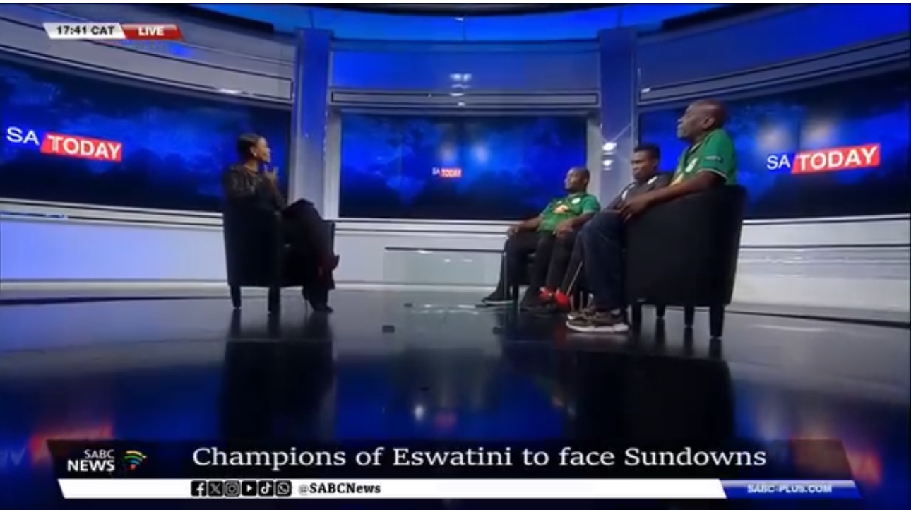 Eswatini Champions Nsingizini Hot Spurs interviewed by SABC, to face Mamelodi Sundowns.