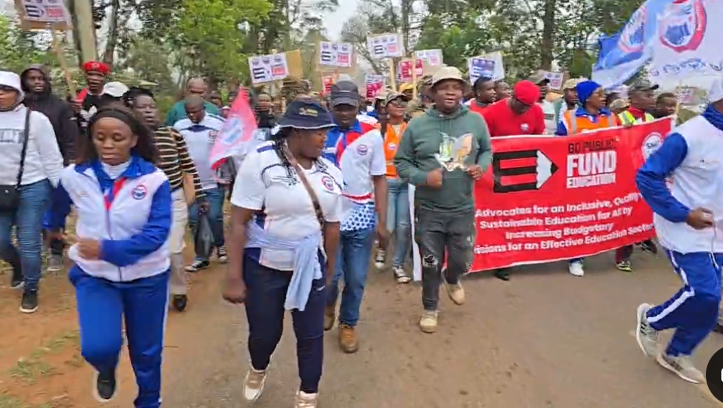 Eswatini teachers march to the Shiselweni Regional Education Office(REO) as education system collapse in the tiny Kingdom, schools facing shortage of educators and working equipment.
