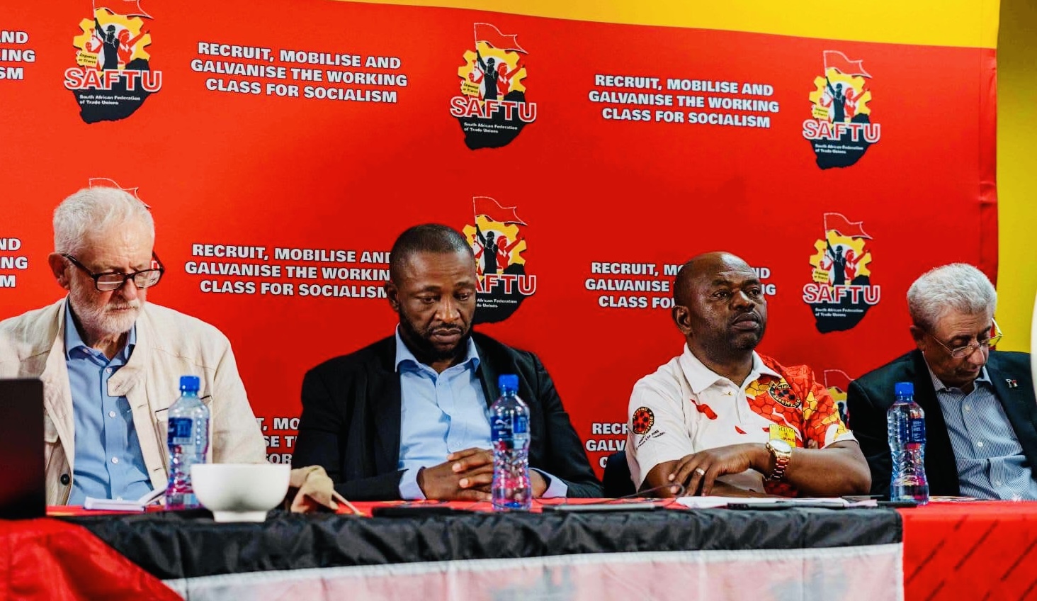 PUDEMO President Mlungisi Makhanya, Treasurer General Velaphi Mamba join SAFTU engagement with Jeremy Corbyn.