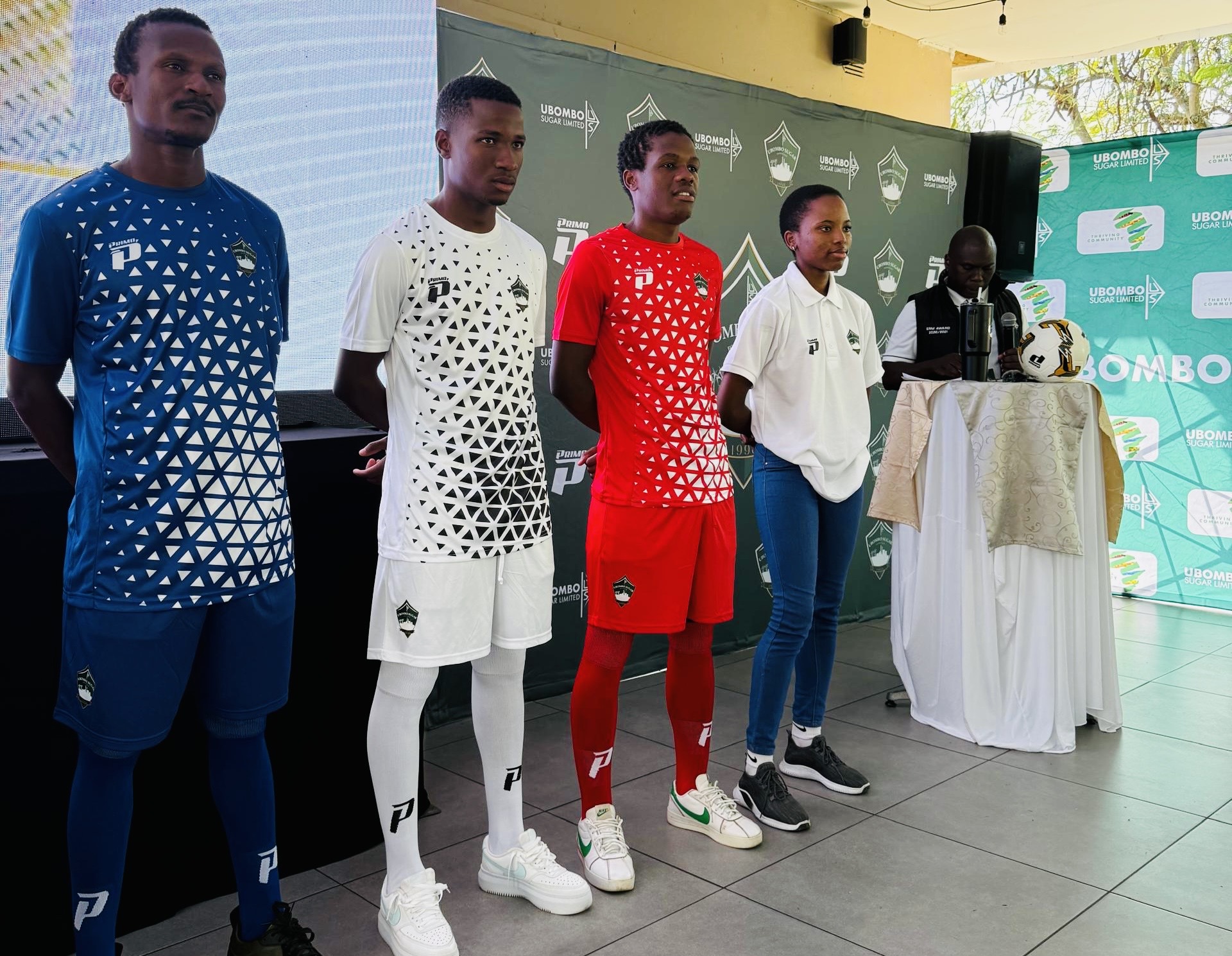 Ubombo Sugar Limited Managing Director Muzi Siyaya unveils company’s football team, to use Mayaluka Stadium as the home ground.