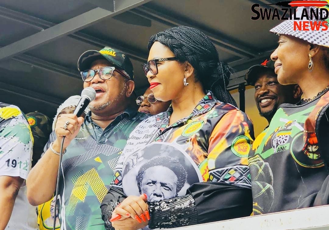 ANC Secretary General Fikile Mbalula says “Phambili nge-PUDEMO” as President Mlungisi Makhanya makes first public appearance after recovering from alleged State sponsored poisoning.