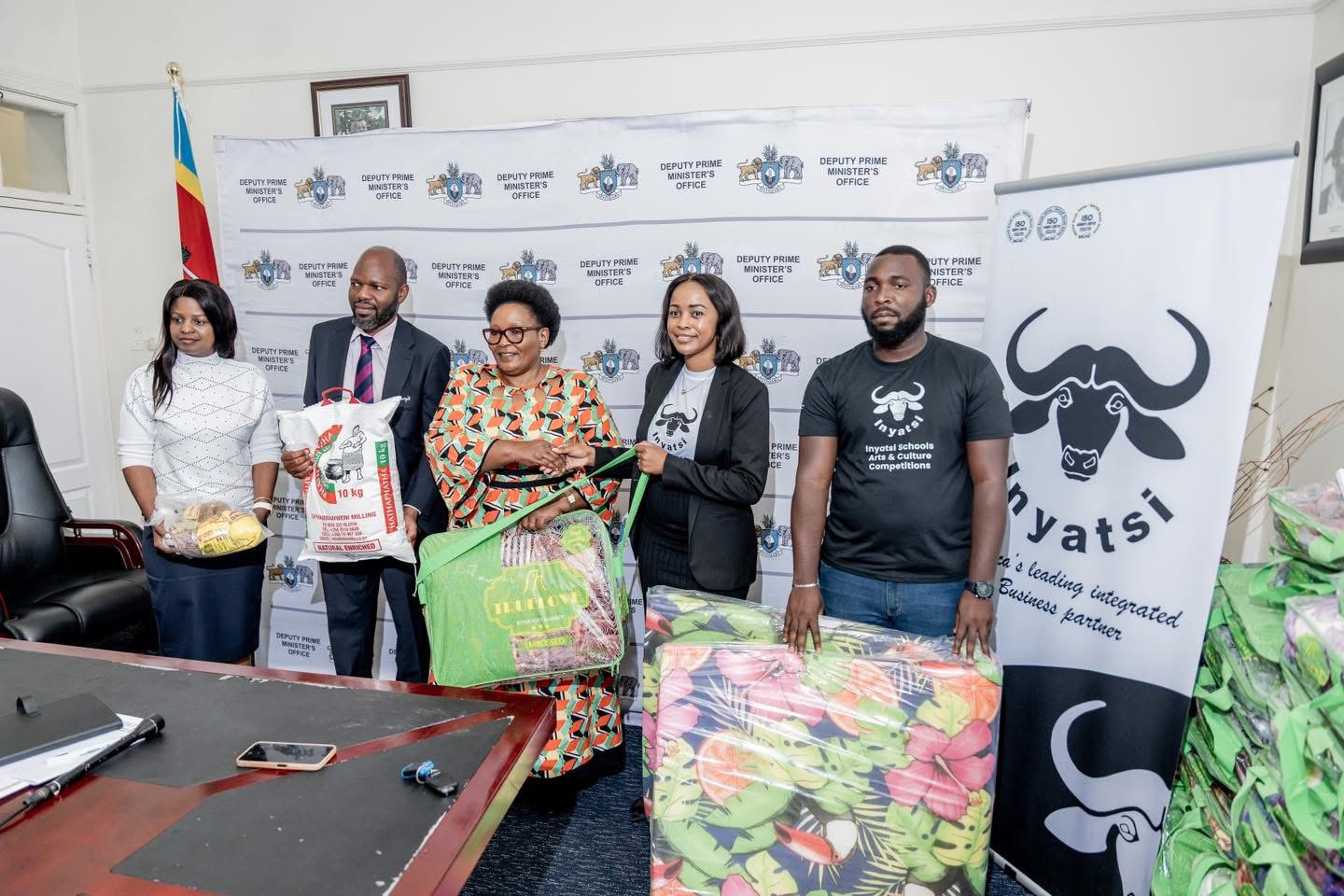 Inyatsi Group donates food and blankets worth R100,000.00 in support of flood victims, to be distributed by the National Disaster Management Agency(NDMA).