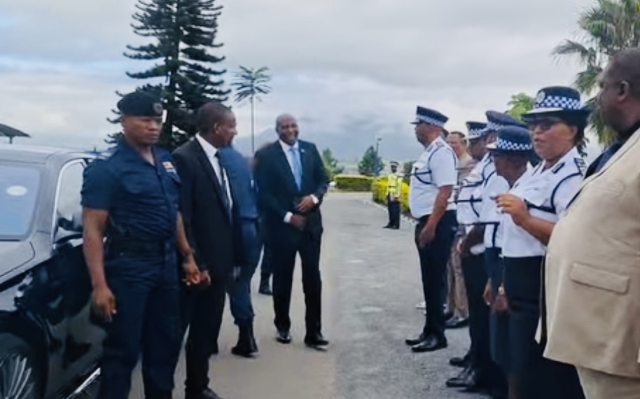 Prime Minister Russell Mmiso Dlamini to address Senior Police Officers Conference at the Police Academy, welcomed by National Commissioner.