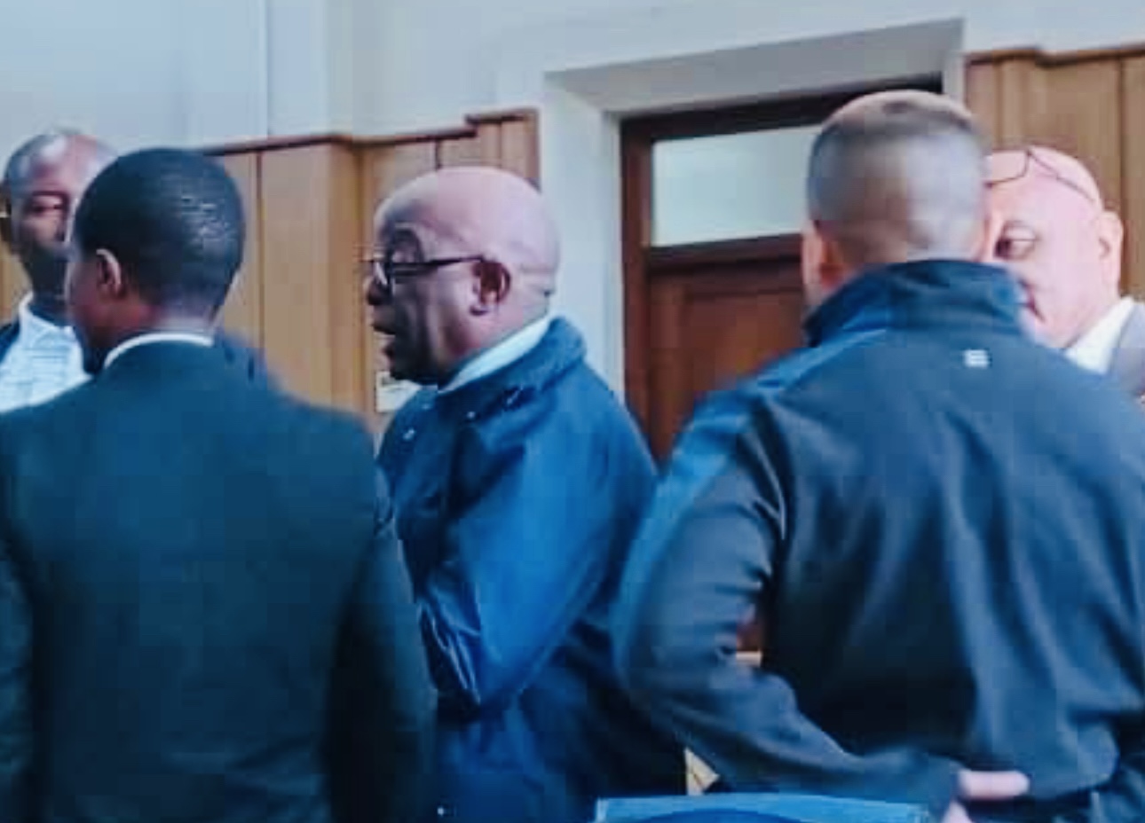 Former South African NPA boss Advocate Menzi Simelane arrives in defense of Law Society President Mangaliso Magagula contempt of court charges, Judge Mlangeni to deliver judgement next month.