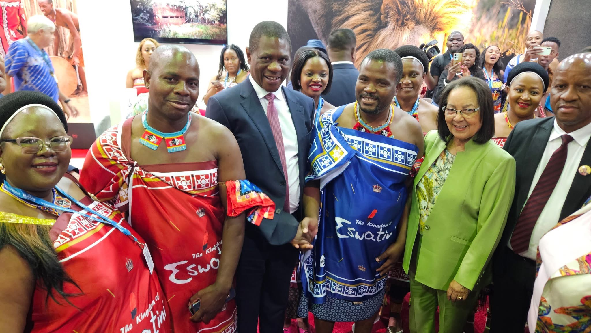 South African Deputy President Paul Mashatile meets eSwatini Acting Minister of Tourism Sikhumbuzo Dlamini at Durban African Travel Indaba.
