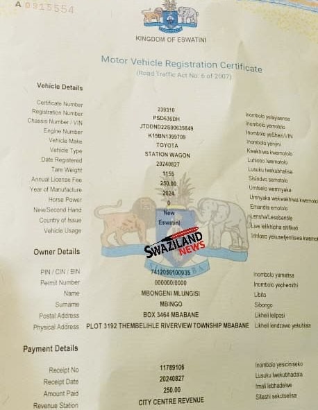 Swazi Observer editor Mbongeni Mbingo who allegedly colluded with Accountant to loot over R1million, steals and register company cars under his name.